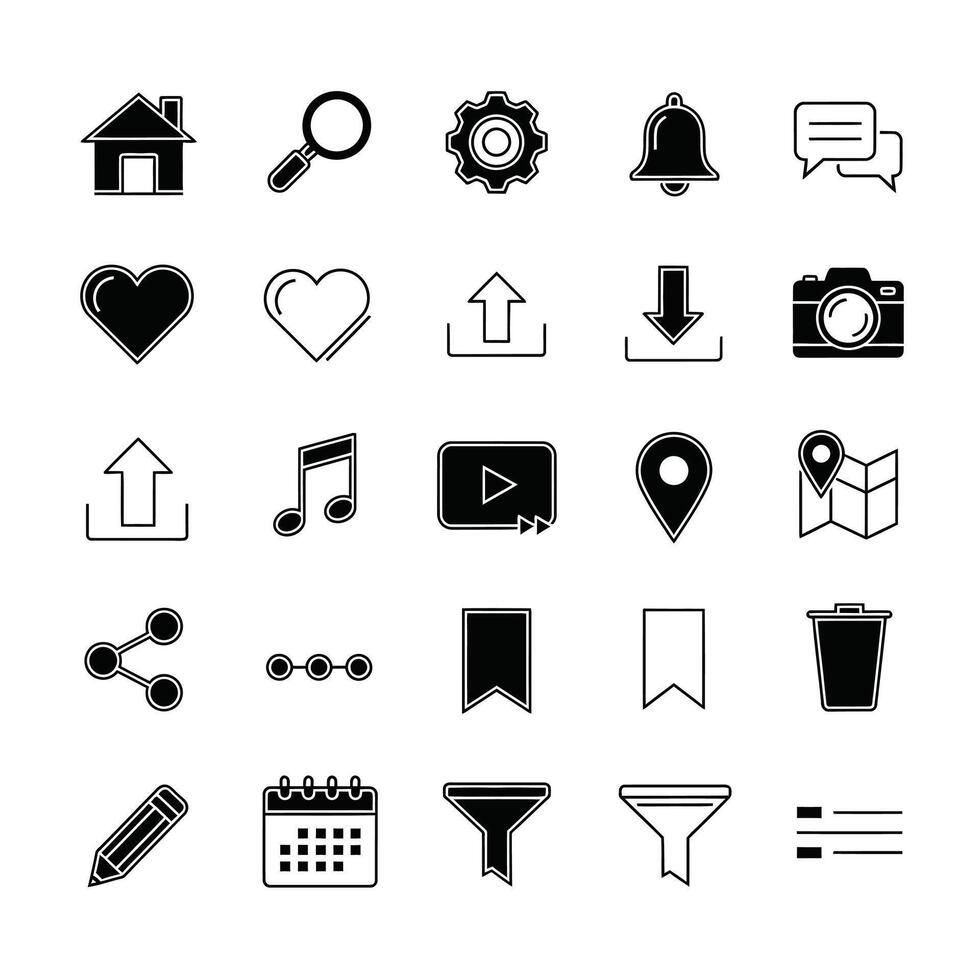 Essential user interface icons collection for modern web and mobile application design and digital development projects vector
