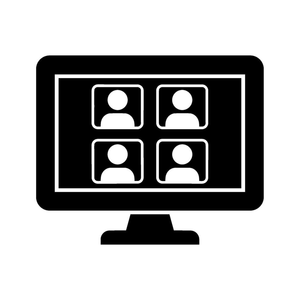 Team members connecting via conference on a computer screen fostering collaboration and remote communication in a virtual meeting environment vector