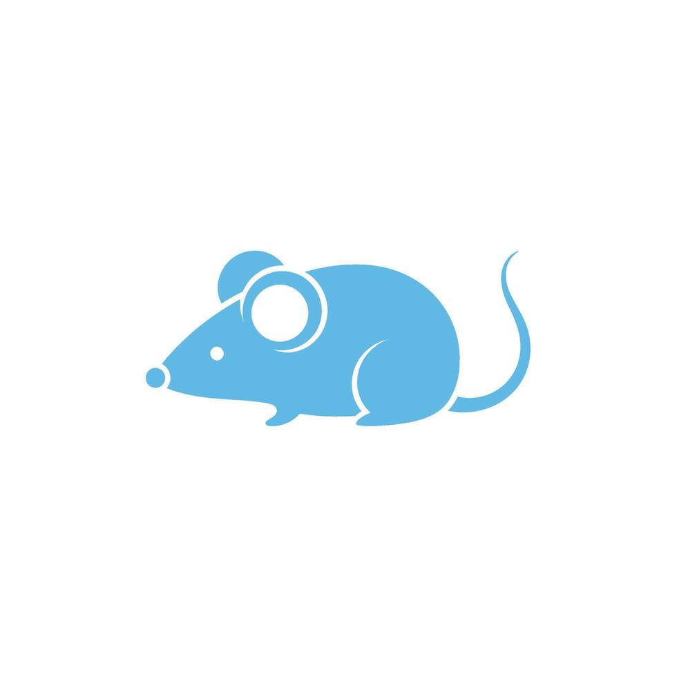 Stylized blue mouse silhouette on a white background creating a clean and modern design with a playful and minimalist concept perfect for logo or icon vector