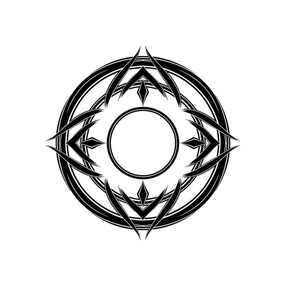 Abstract circular geometric emblem with sharp, angular elements vector