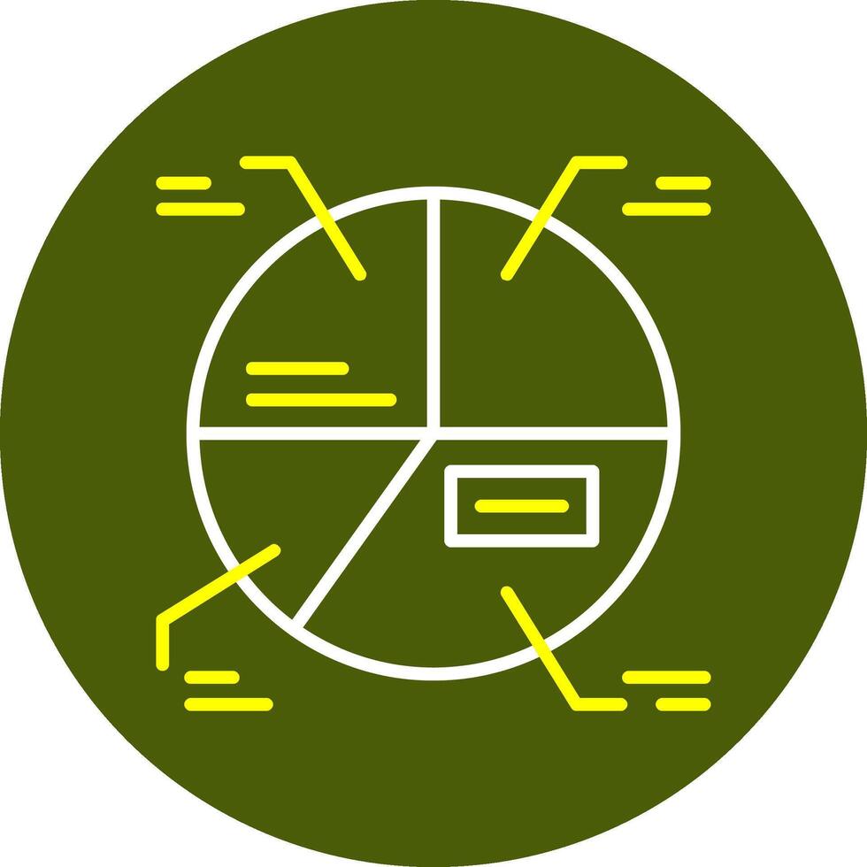 tarta gráfico circulo línea dos color icono vector