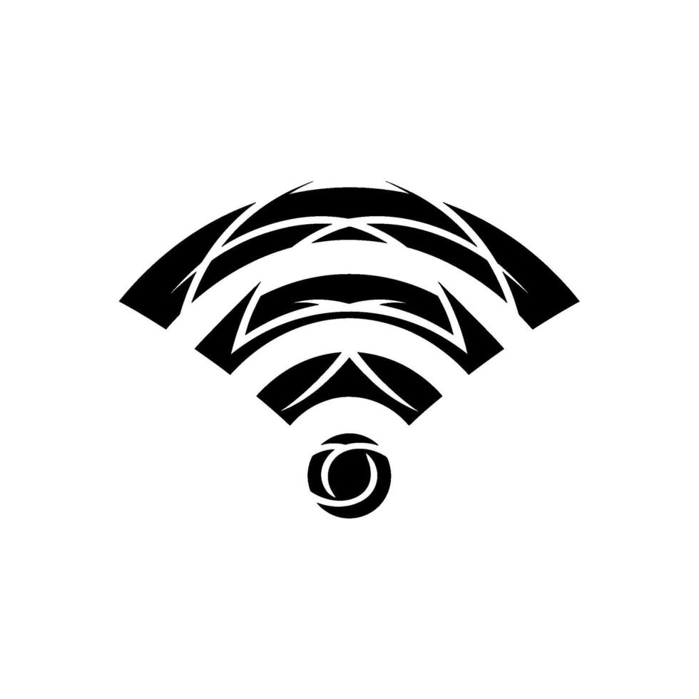 Abstract representation of a wifi signal with a circular logo at its base vector