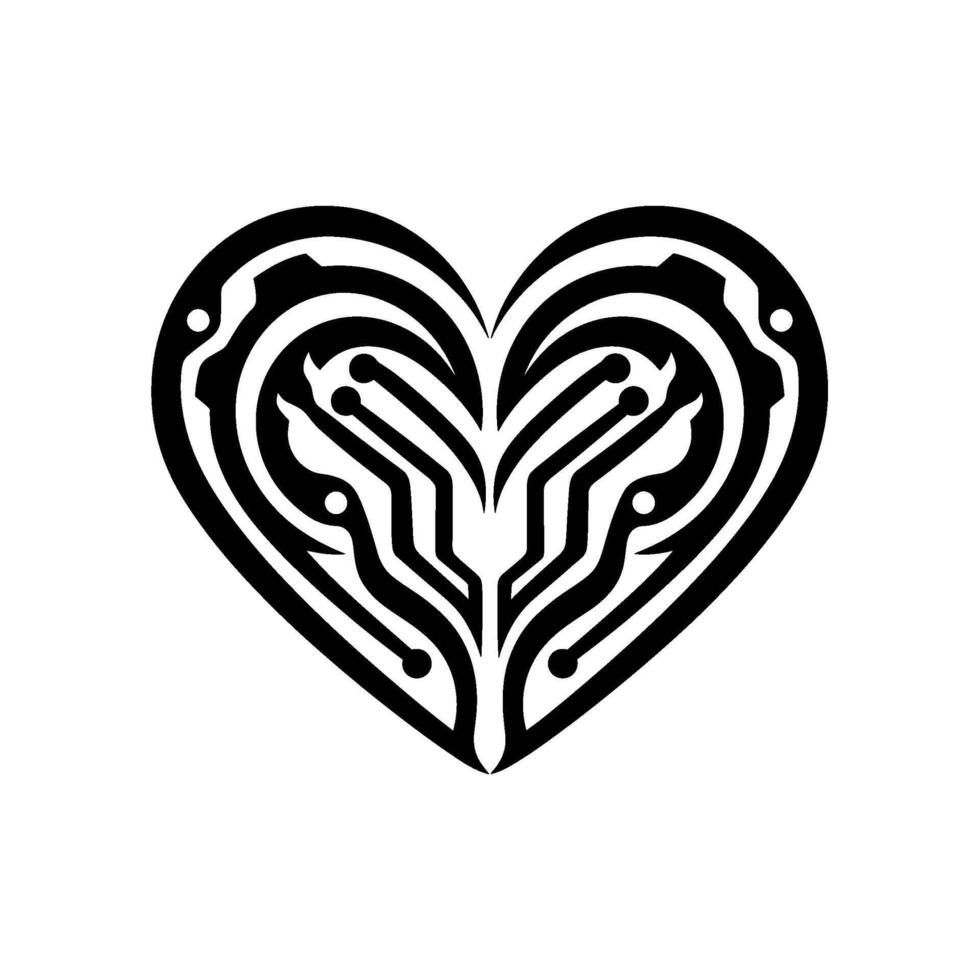 Stylized heart shape with circuit board pattern, symbolizing technology and love, isolated on white background vector