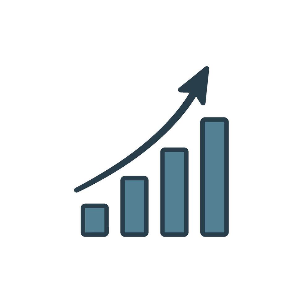 Growing bar graph with upward arrow illustrating business growth and progress in a clean minimalist style symbolizing success and positive trends vector