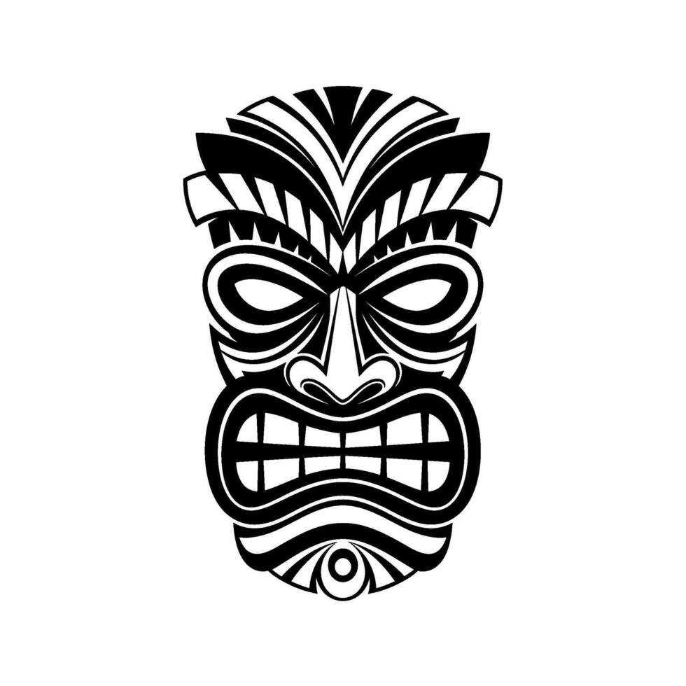 Fierce tiki mask with a menacing expression, isolated on white background vector