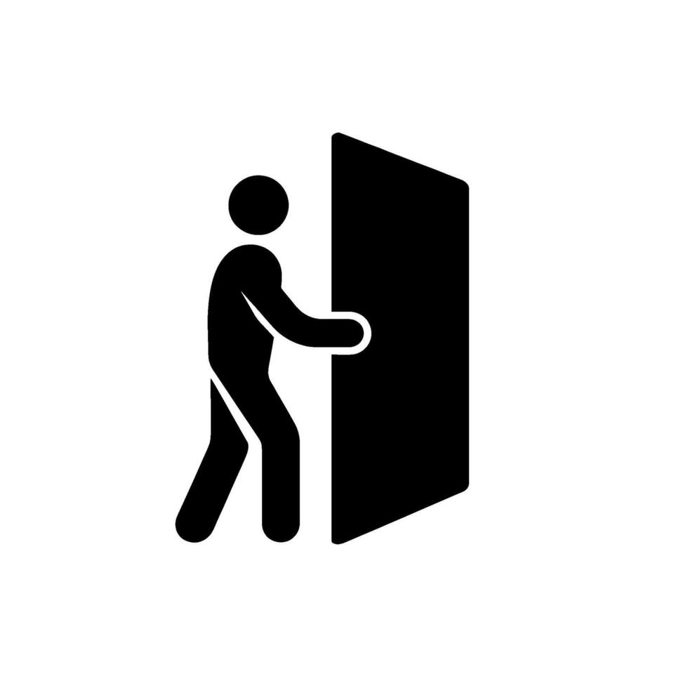 Silhouette of a person opening a door in a minimalist setting symbolizing opportunity transition and new beginnings with a sense of anticipation vector