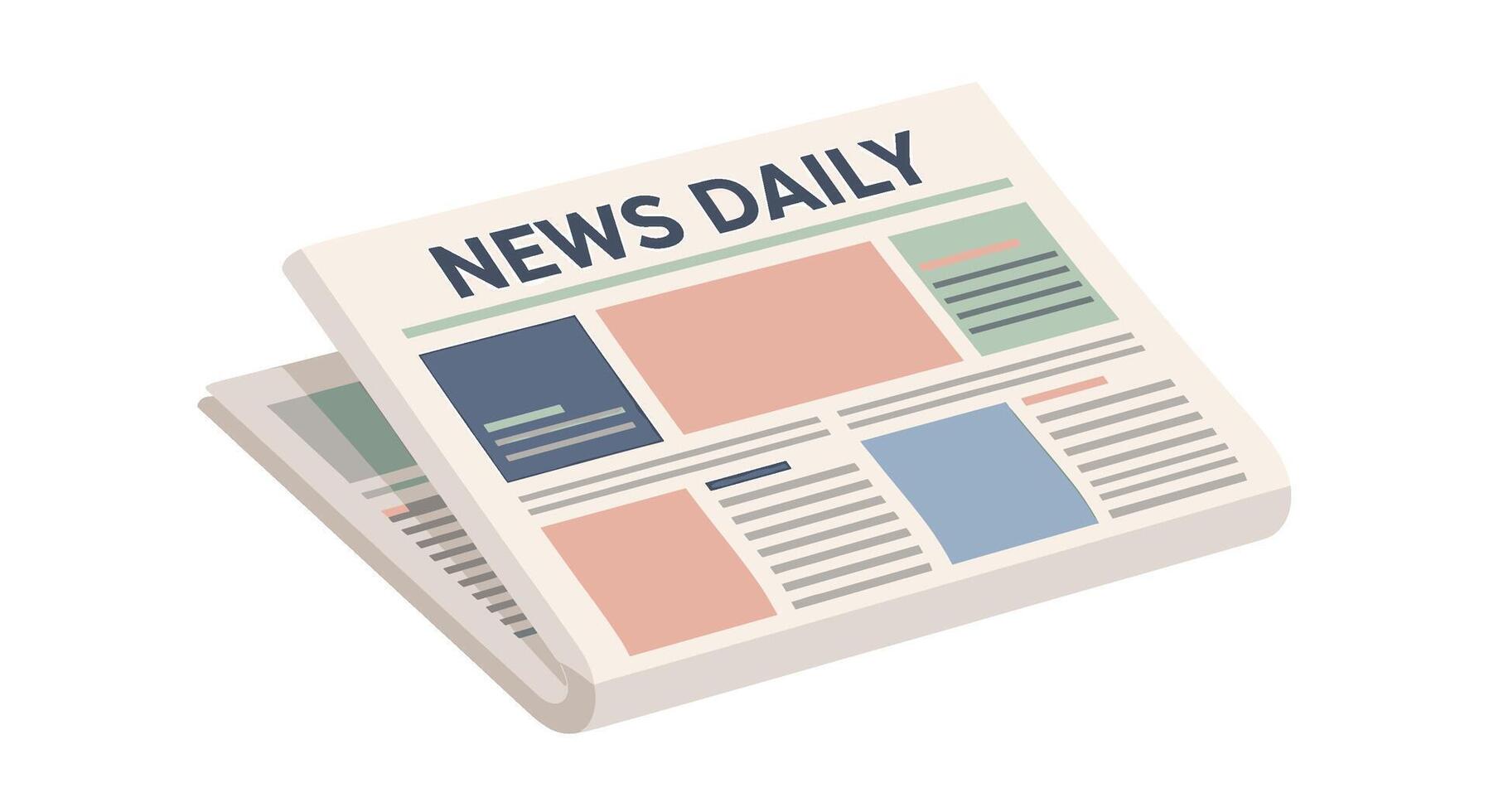 Newspaper with the title news daily isolated on white background, showcasing current events and information dissemination in a concise and accessible format vector