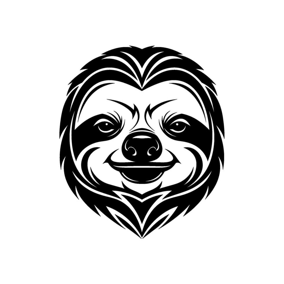 Stylized sloth face with friendly expression, isolated on white background vector