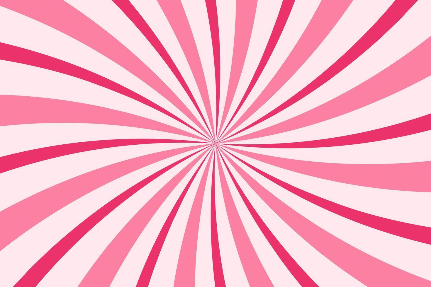 Candy pattern background with strawberry and cream swirl texture. Spiral pink vortex. Abstract radial cartoon marshmallow poster. Sweet summer bg with pattern of rays vector