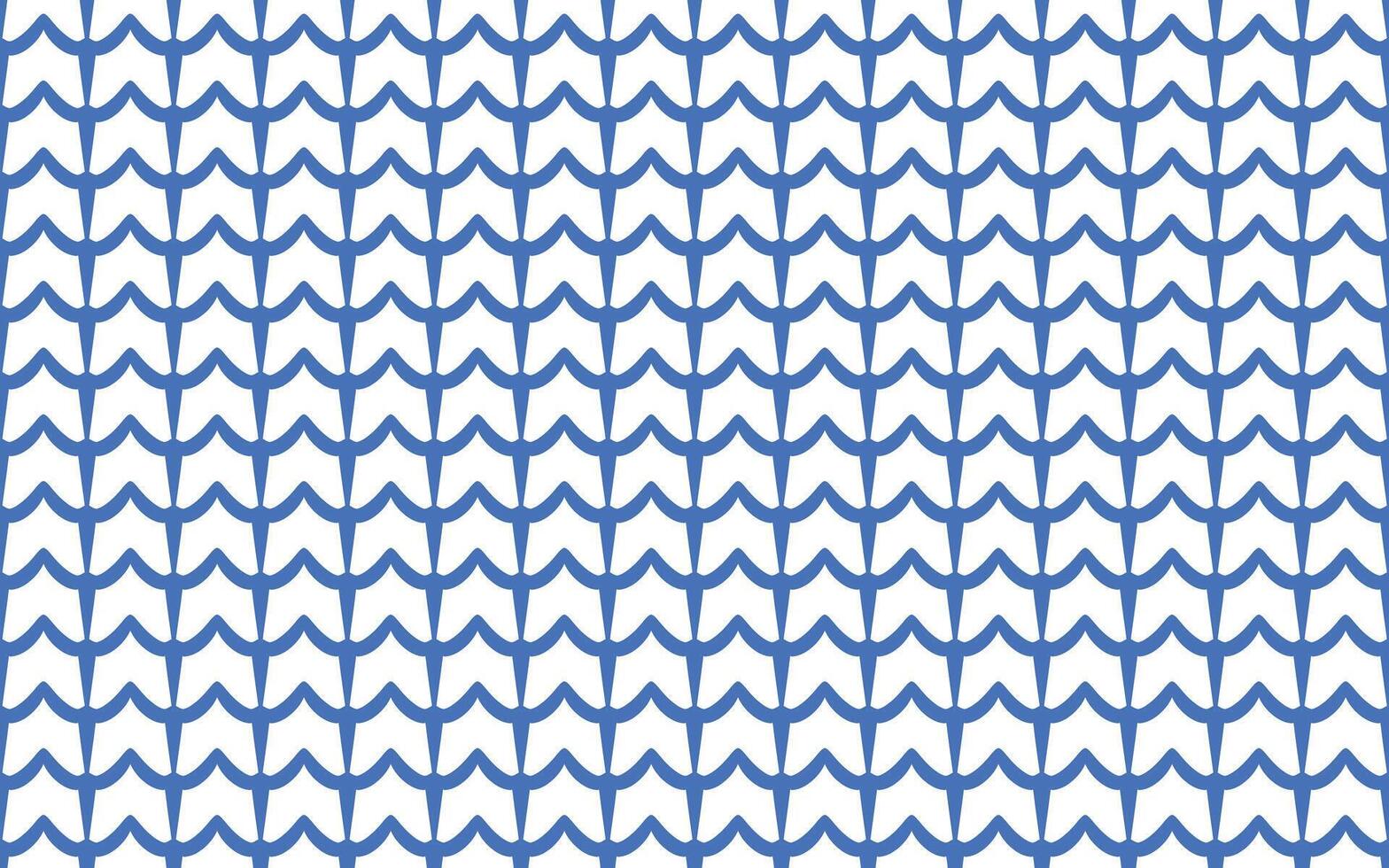 Trellis Seamless pattern. Nautical Mid-Century background with interlocking wave or scallop shapes in bold royal blue. Dense, repeating vertical lattice backdrop for textiles, beach-themed packaging vector