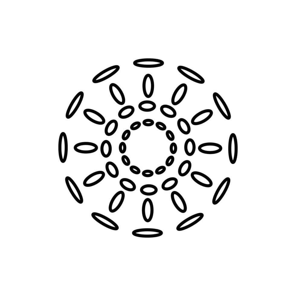 Abstract circular geometric pattern with repeating oval shapes in concentric rings vector