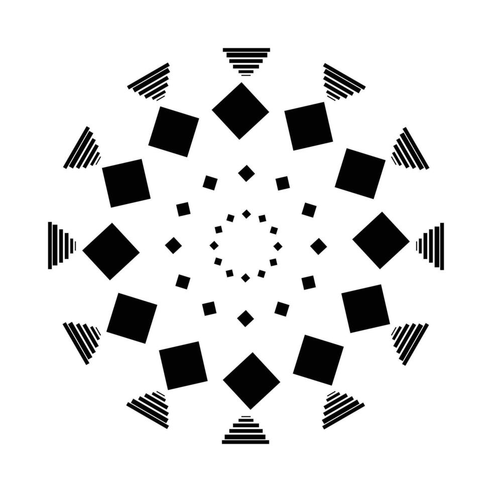 Abstract geometric mandala design with repeating square and triangle motifs vector