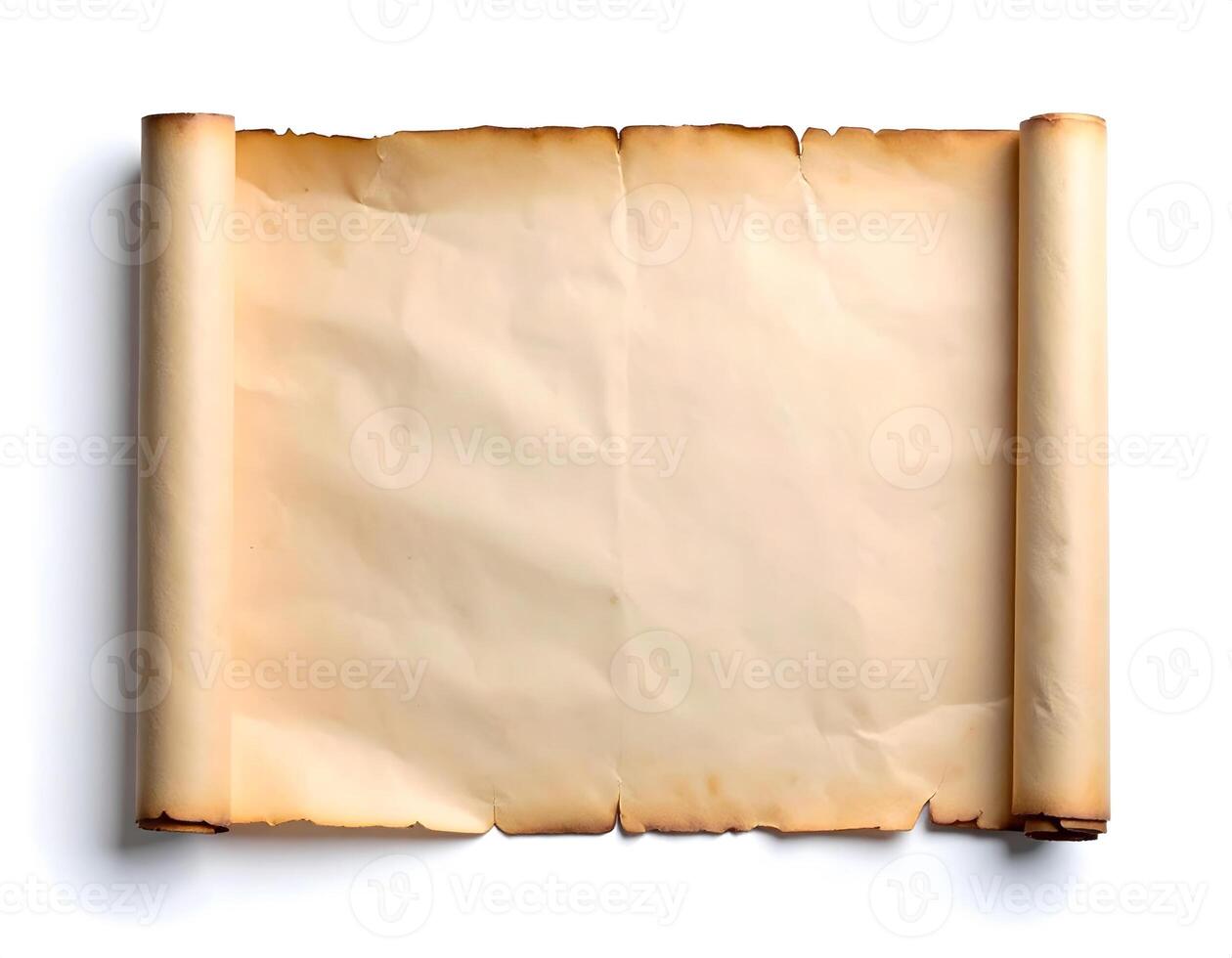 Simple parchment scroll with smooth surface and burned edges photo