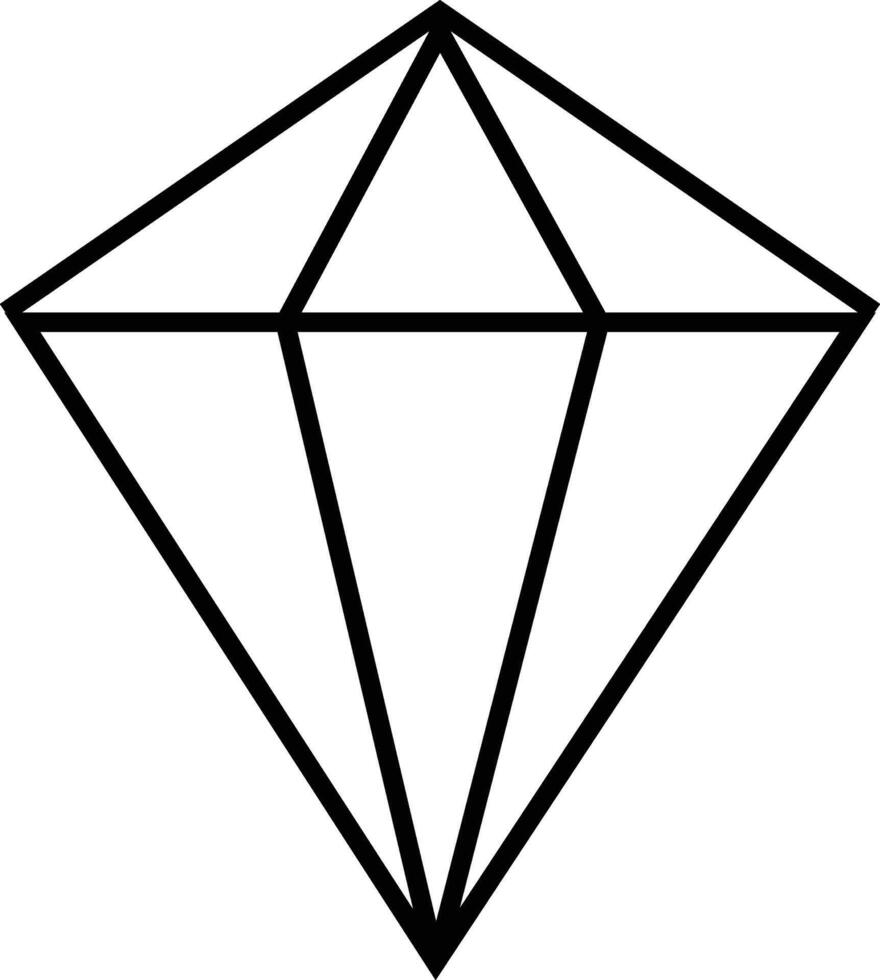 Geometric outline of a diamond gemstone with sharp facets and clean lines icon vector