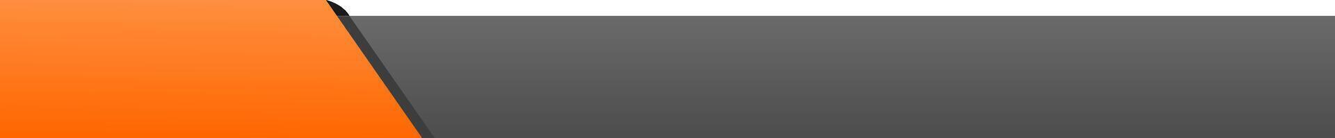 A clean and modern footer design featuring a diagonal orange corner blending into a dark gray gradient strip, giving a dynamic and sleek layout effect. vector