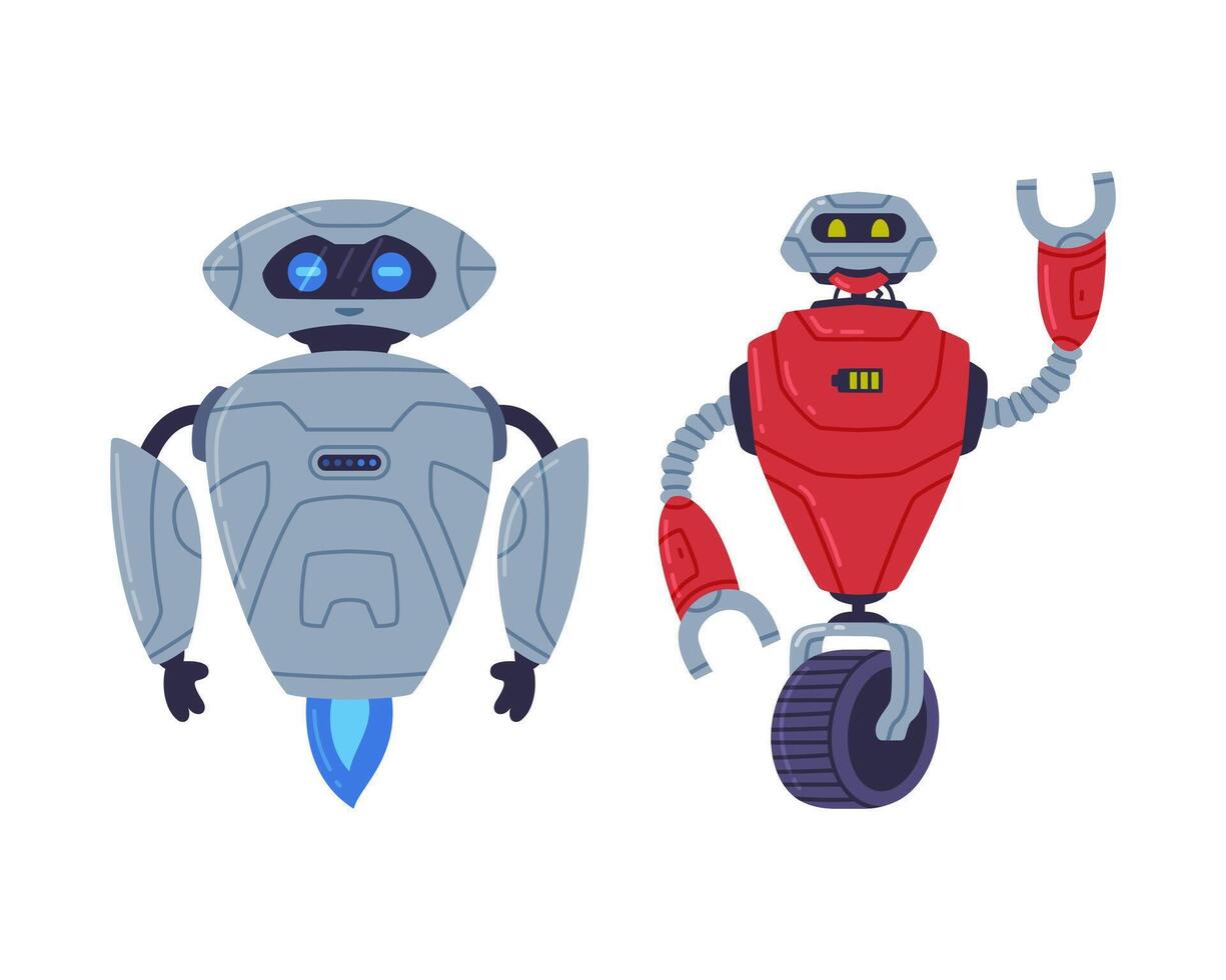 dos robots son mostrado en diferente poses vector