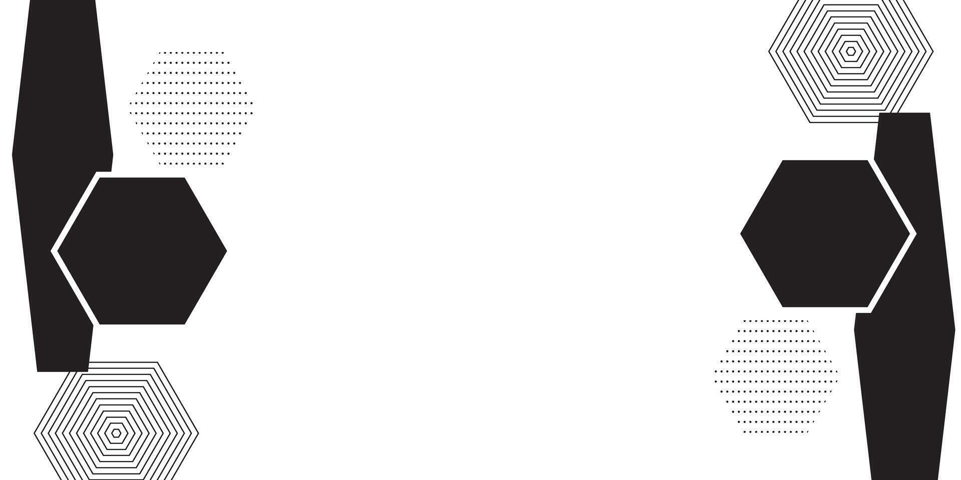 Abstract background with hexagon pattern in black and white vector