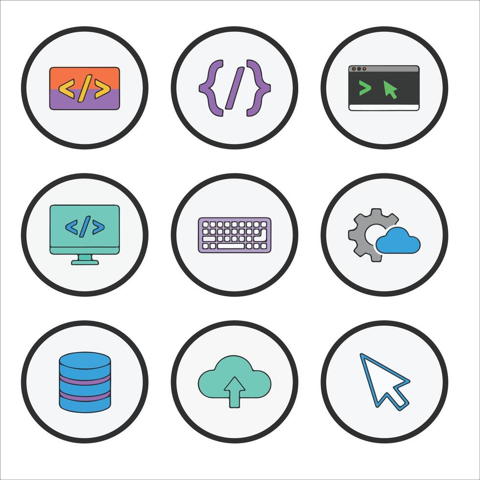 icons for coding and technology tools vector