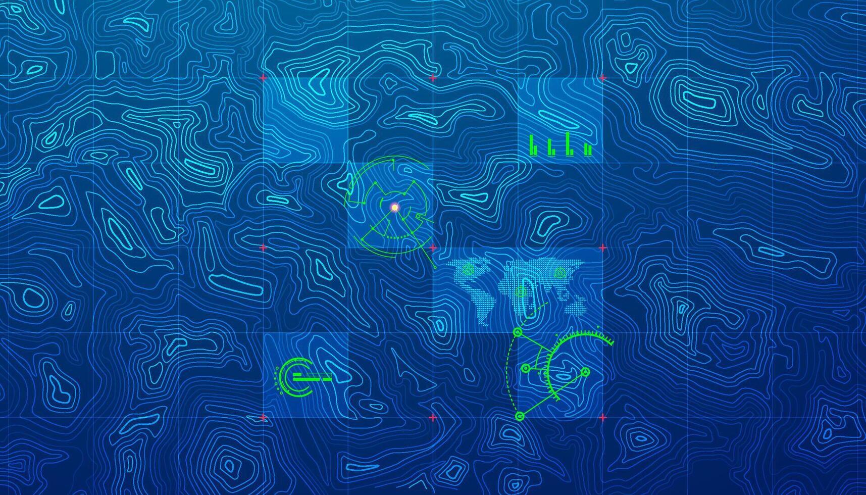 Digital topography map with data visualizations vector