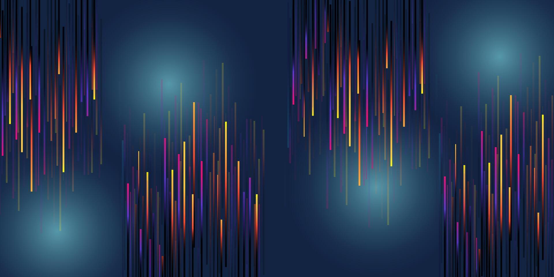 Abstract Colorful Vertical Lines on Dark Blue Gradient Background. vector