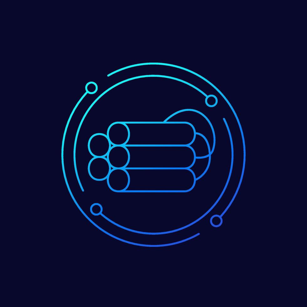 dynamite icon, tnt explosive linear design vector