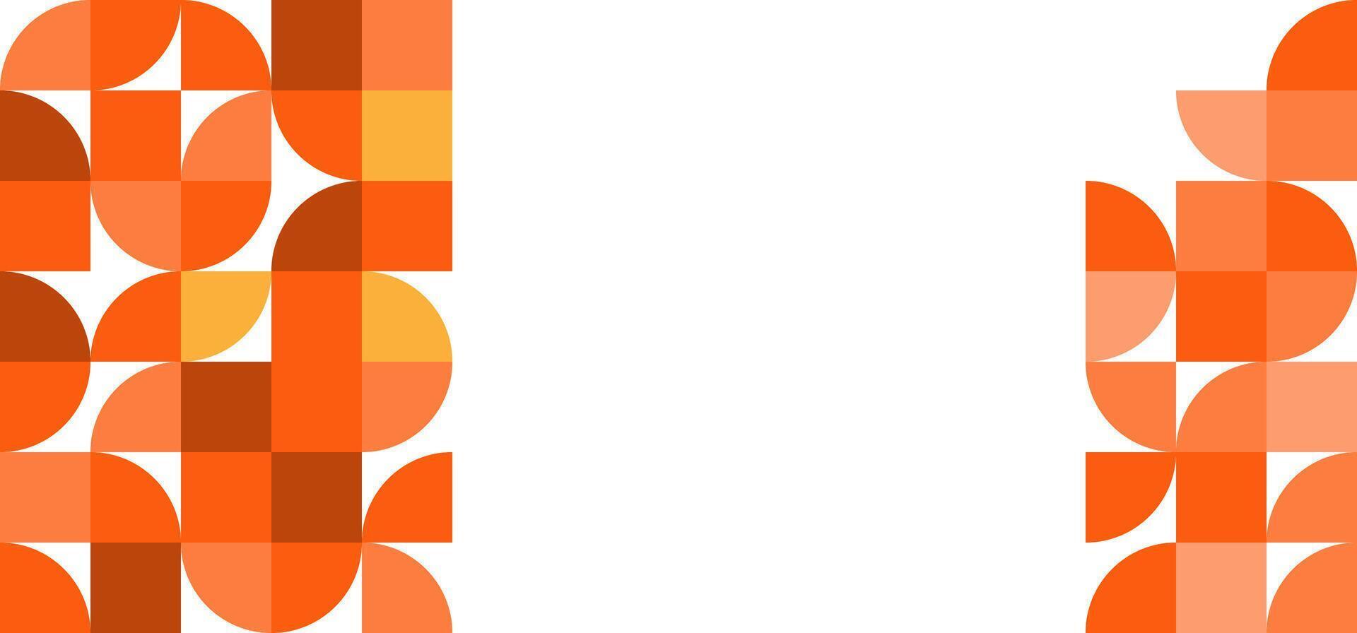 Abstract geometric background with circles and squares in orange colors. illustration. vector