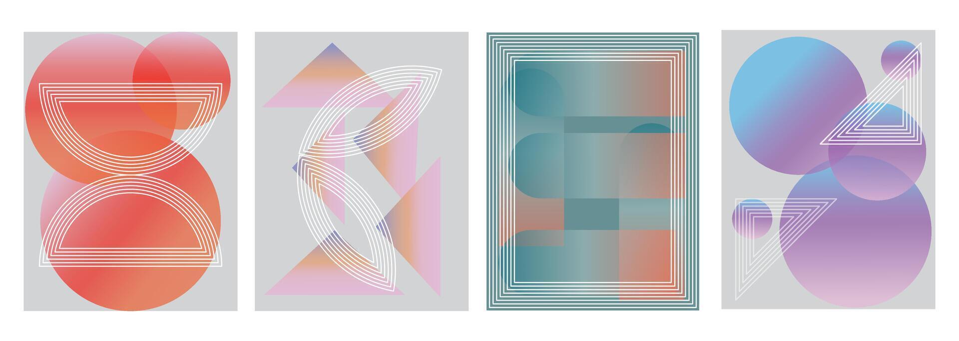 A set of retro posters with abstract geometric shapes.. vector
