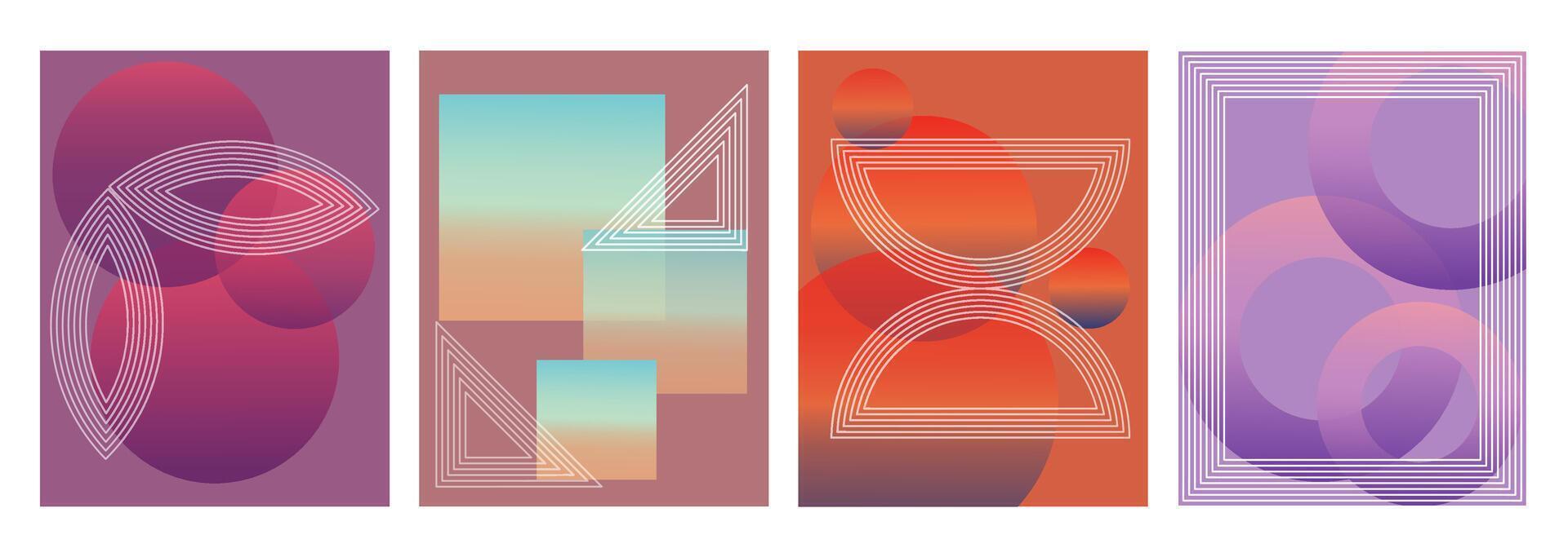 A set of retro posters with abstract geometric shapes. vector