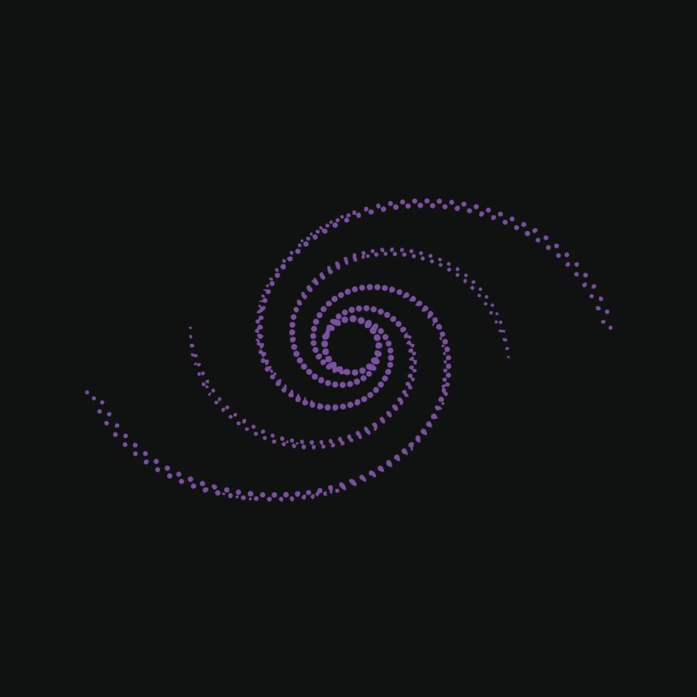Abstract spiral pattern composed of small purple dots on a black creating a mesmerizing visual effect vector
