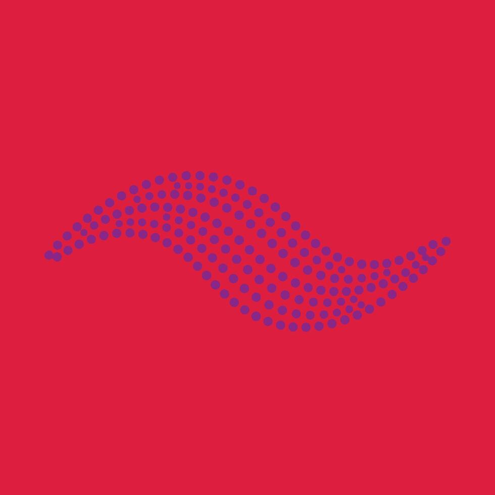 Abstract wave pattern composed of evenly spaced dots in a flowing design on a vibrant red vector