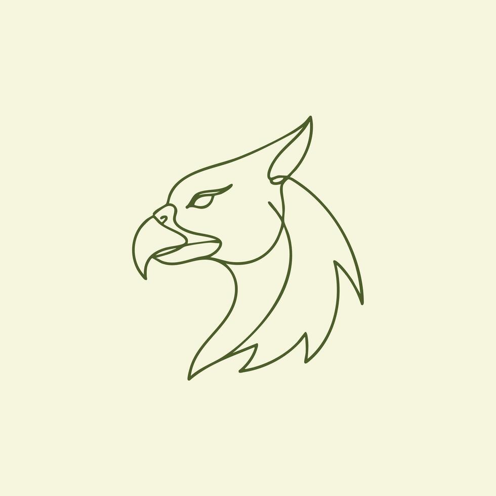 Minimalist Line Drawing of a Fierce and Elegant Big Cat Head in Profile with Sharp Features and Flowing Mane vector