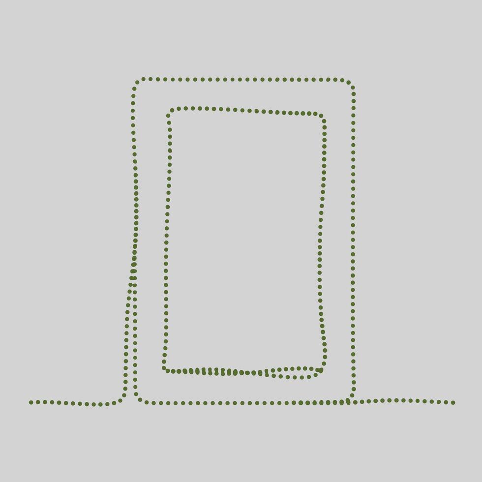 Minimalist line drawing of a smartphone with a blank screen on a light gray vector