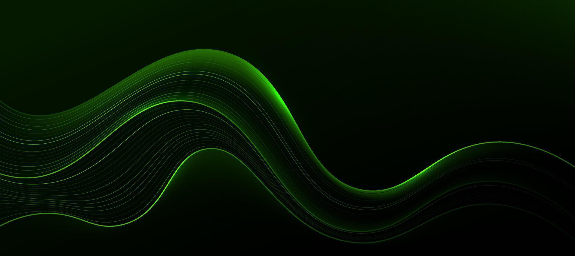 Modern abstract green wave on dark background,tech banner, corporate business concept, hi-tech abstract background, illustration for business or presentation vector