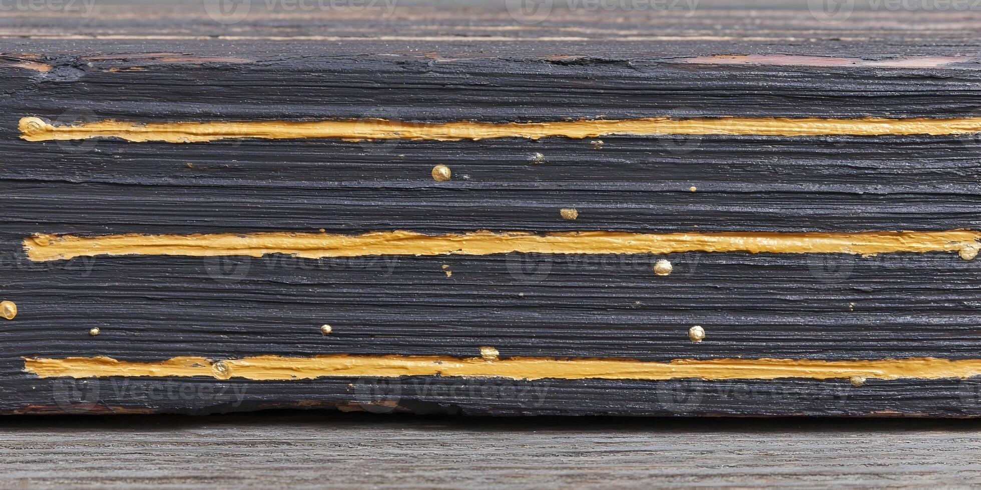 A close up of textured dark painted layers with horizontal gold lines and metallic specks creating an abstract background photo