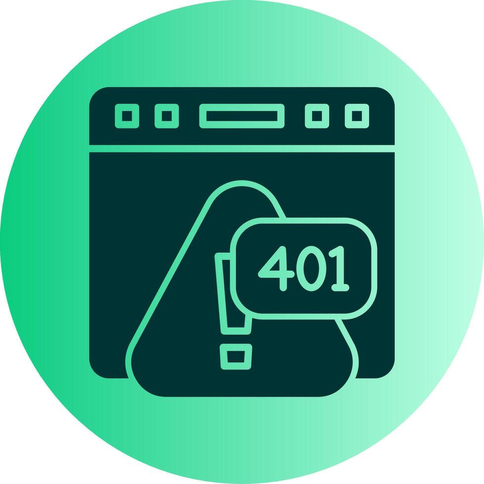Error 401 Unauthorized Access Attempt Glyph Gradient Two Tone Circle vector