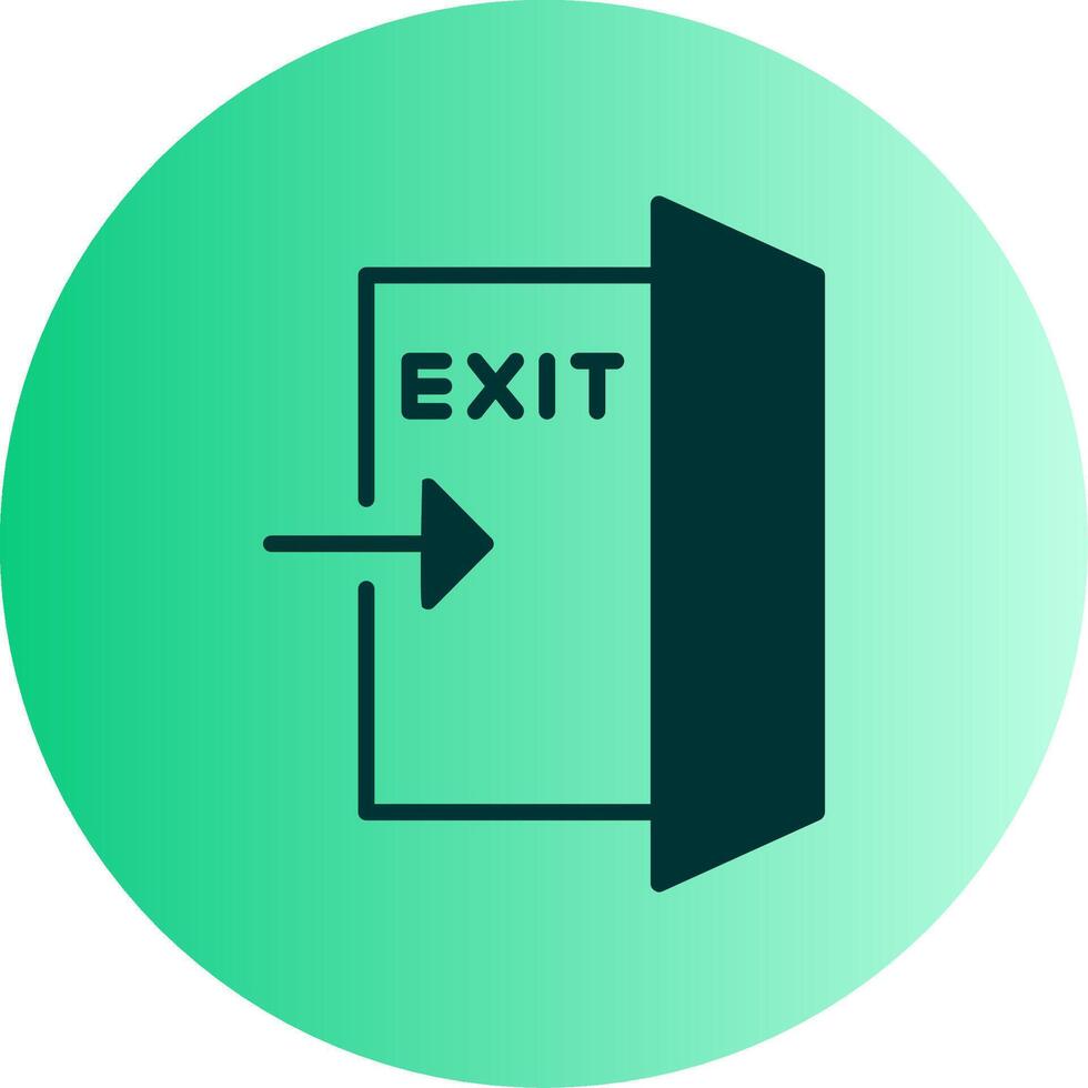 Illuminated Exit Direction Sign Glyph Gradient Two Tone Circle vector