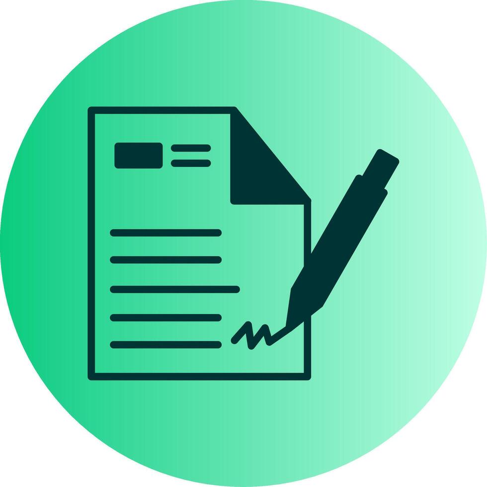 E Signature Document Signing Glyph Gradient Two Tone Circle vector