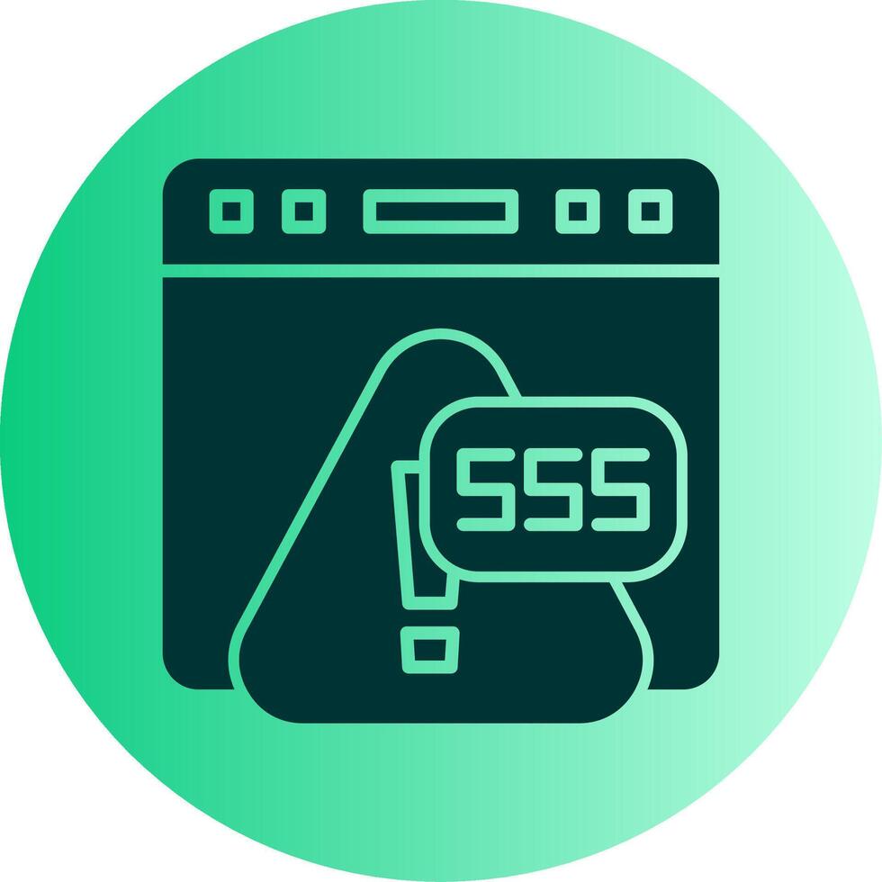 error 555 almacenamiento en caché sistema error glifo degradado dos tono circulo vector