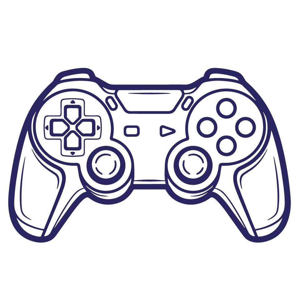 illustration of a game controller isolated on a white background simple line art vector
