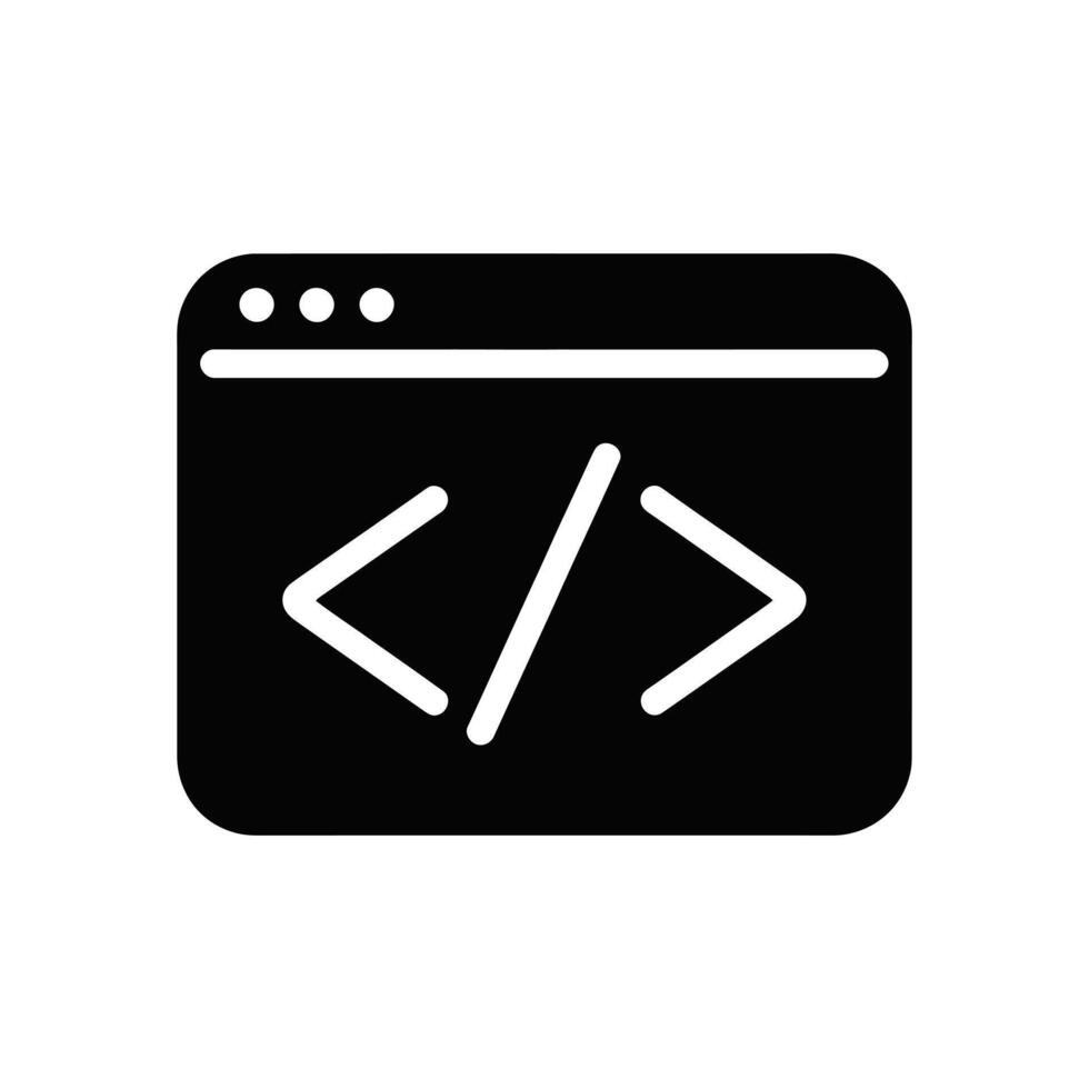 Black coding symbol in browser window with white background illustration vector