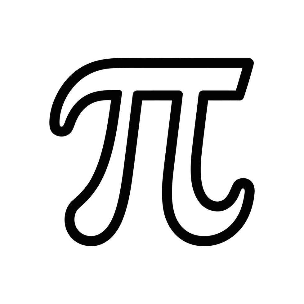 Black outlined pi symbol icon isolated on white background for mathematical concepts vector