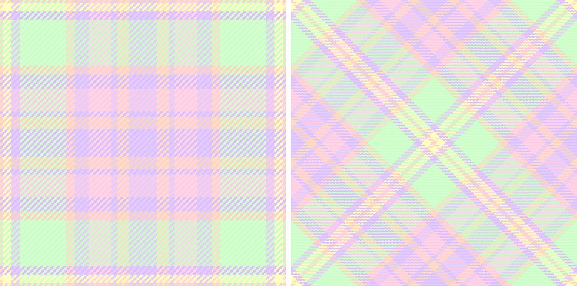 Pastel plaid pattern showcases a charming, colorful design. Ideal for backgrounds, textiles, or whimsical design projects. Versatile for spring Easter themes. vector
