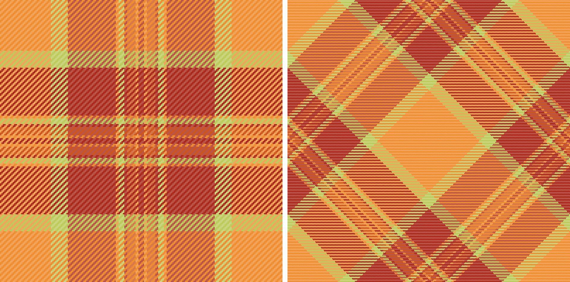 Background fabric pattern of plaid tartan with a seamless check textile texture. Set in halloween colors of elegant tablecloths for special occasions. vector