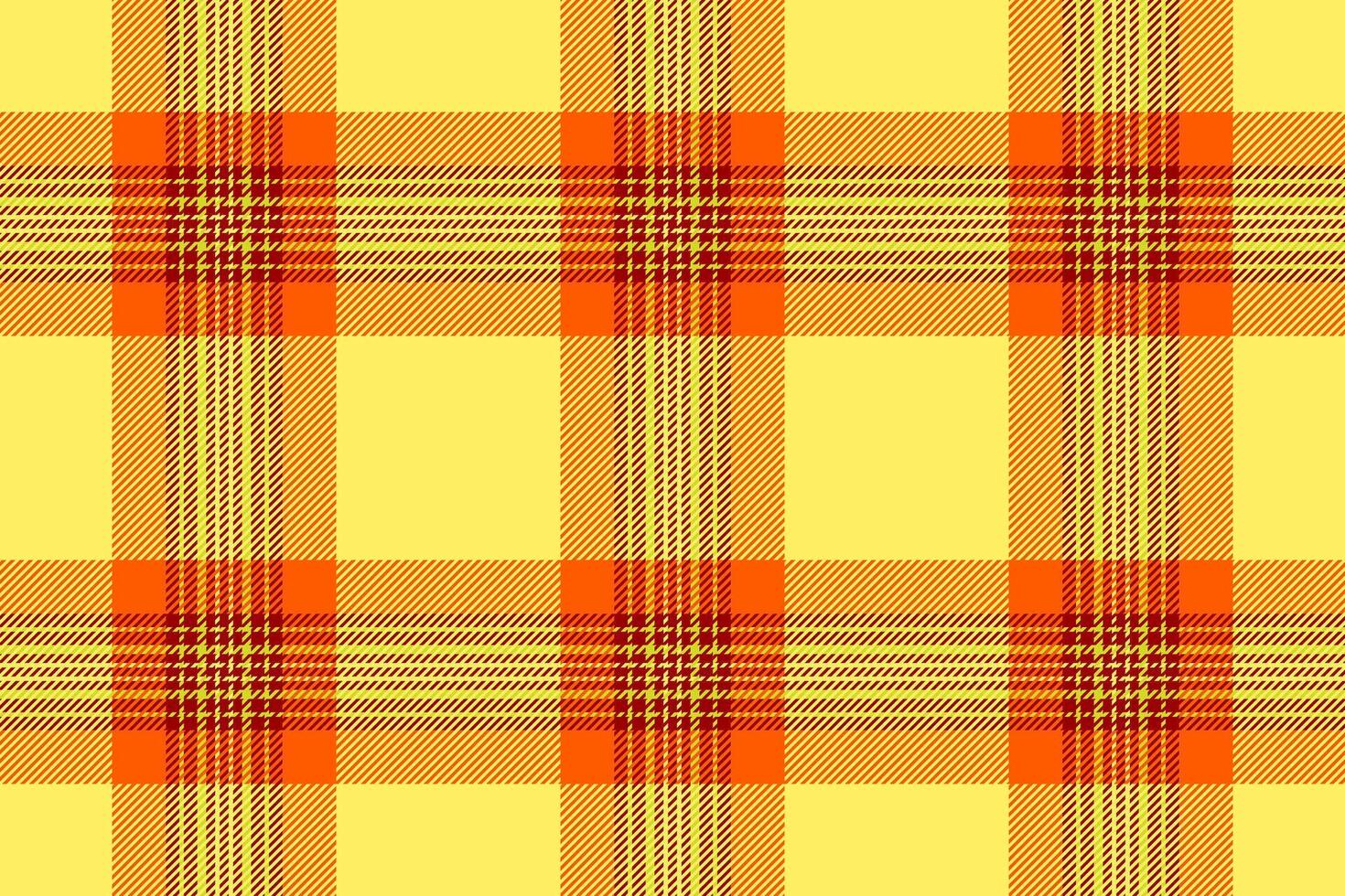 Commerce textile seamless tartan, folklore plaid pattern. Repeat background fabric check texture in yellow and red colors. vector