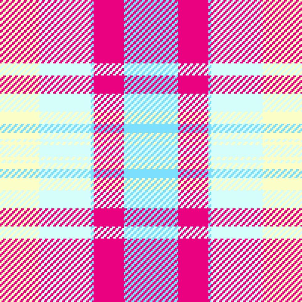 Pixelated tartan design with bright, bold colors. A versatile pattern evoking tradition and modernity. Great for backgrounds, textiles, and abstract designs. vector