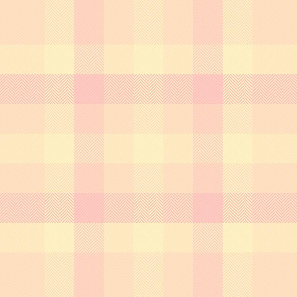 Horizontal background texture fabric, stripped tartan pattern check. Coloured plaid seamless textile in light and peach puff colors. vector