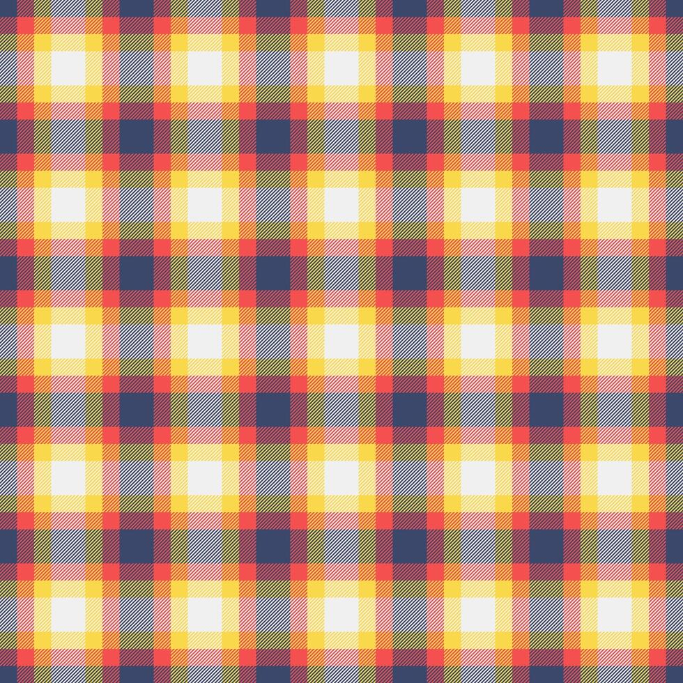 British check plaid, tracery seamless fabric texture. Styled pattern background tartan textile in yellow and red colors. vector
