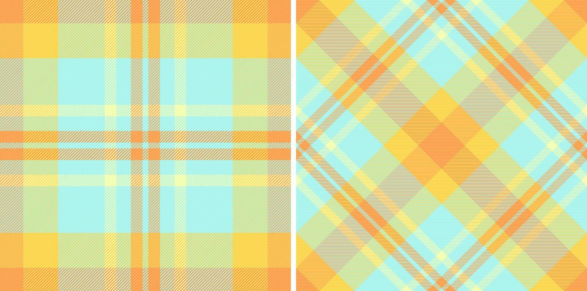 Check plaid of seamless fabric background with a pattern textile texture tartan. Set in neon colors. Unique gift paper designs for presents. vector
