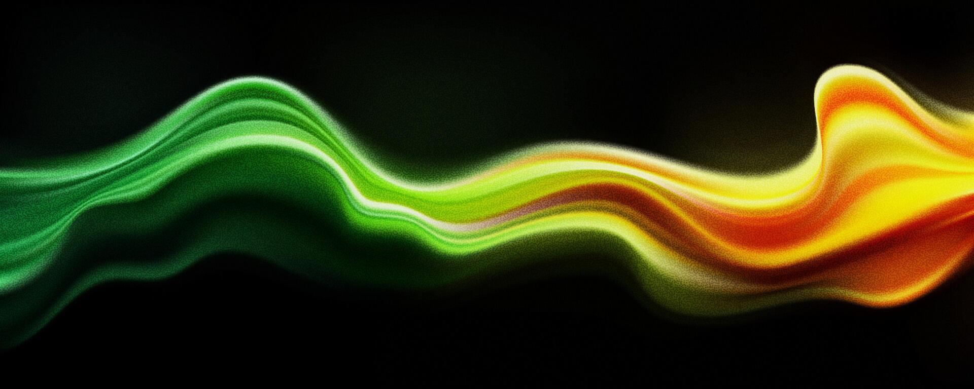 Trendy Trendy green and yellow gradient waves on black. Abstract blurred texture noise background. Grainy film effect texture gradient template vector
