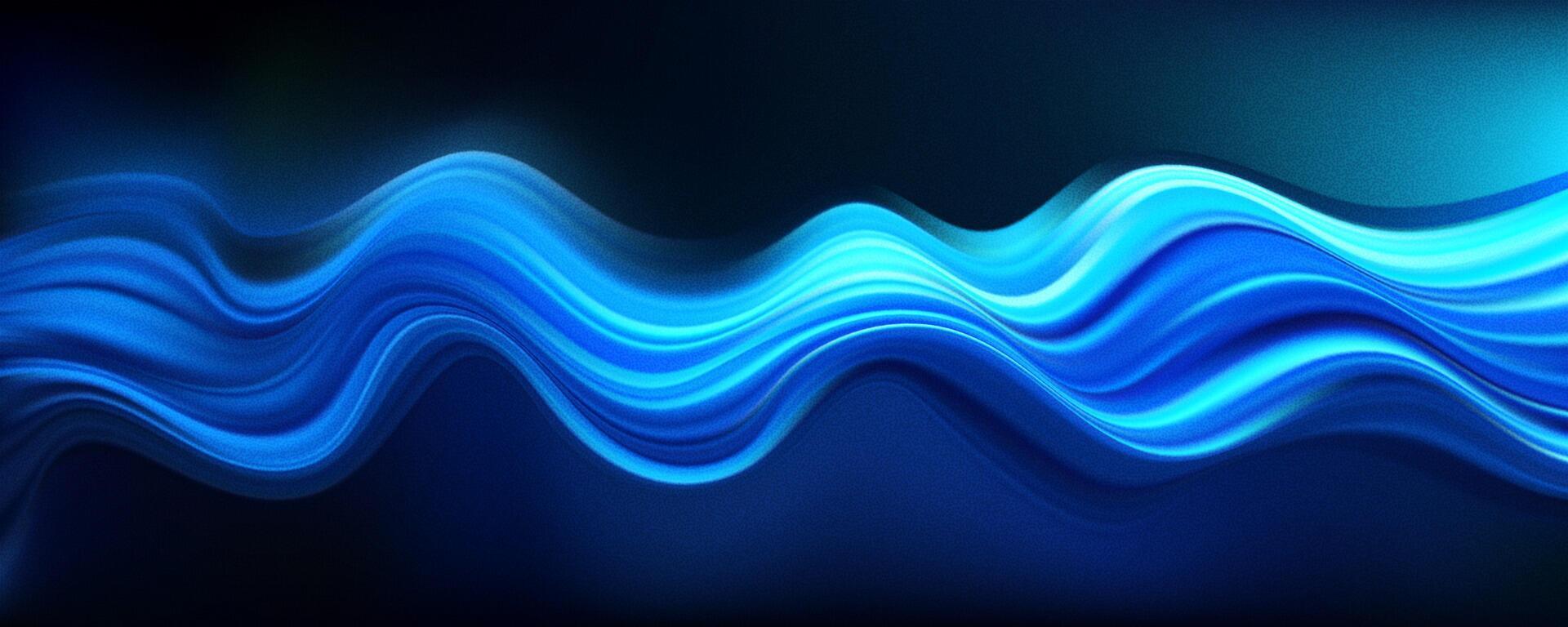 Trendy light and deep blue gradient waves on black. Abstract blurred texture noise background. Grainy film effect texture gradient template for your graphic design, banner, poster vector